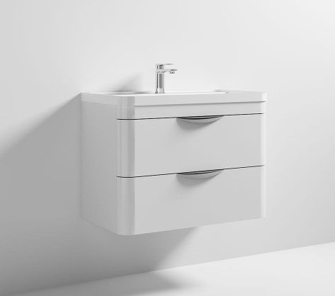 Parade 800mm White Gloss Wall Mounted Cabinet & Polymarble Basin